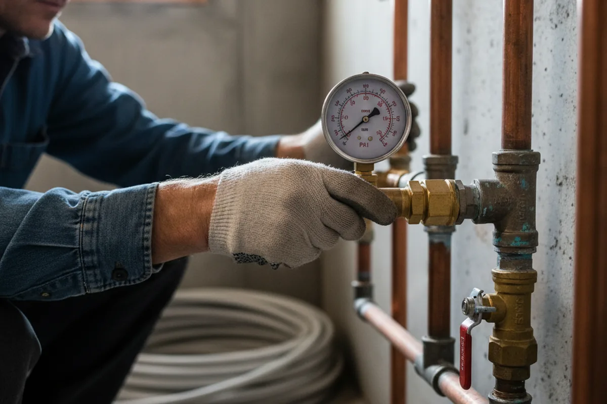 Pressure testing a repaired line during Water Line Repair in Big Bar